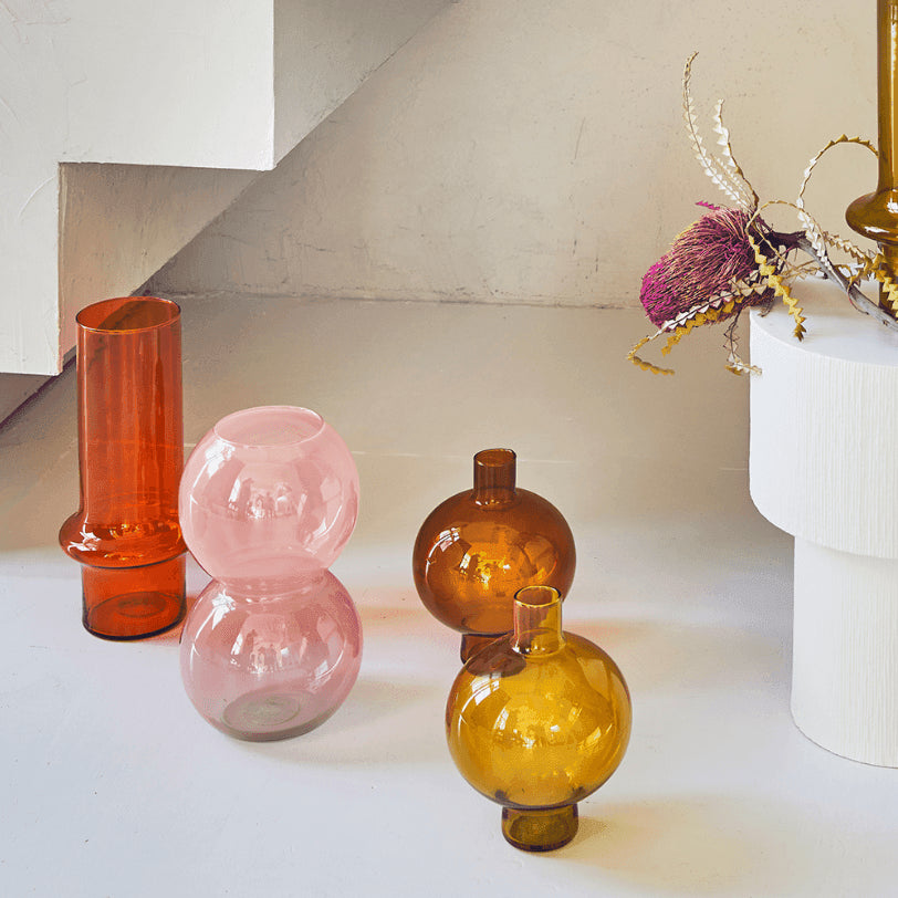 Vase recyled glass Bulb, Brandied Apricot
