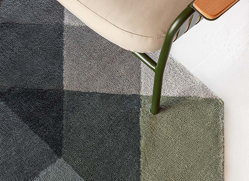 GAN Diamond Rug, Green-Grey