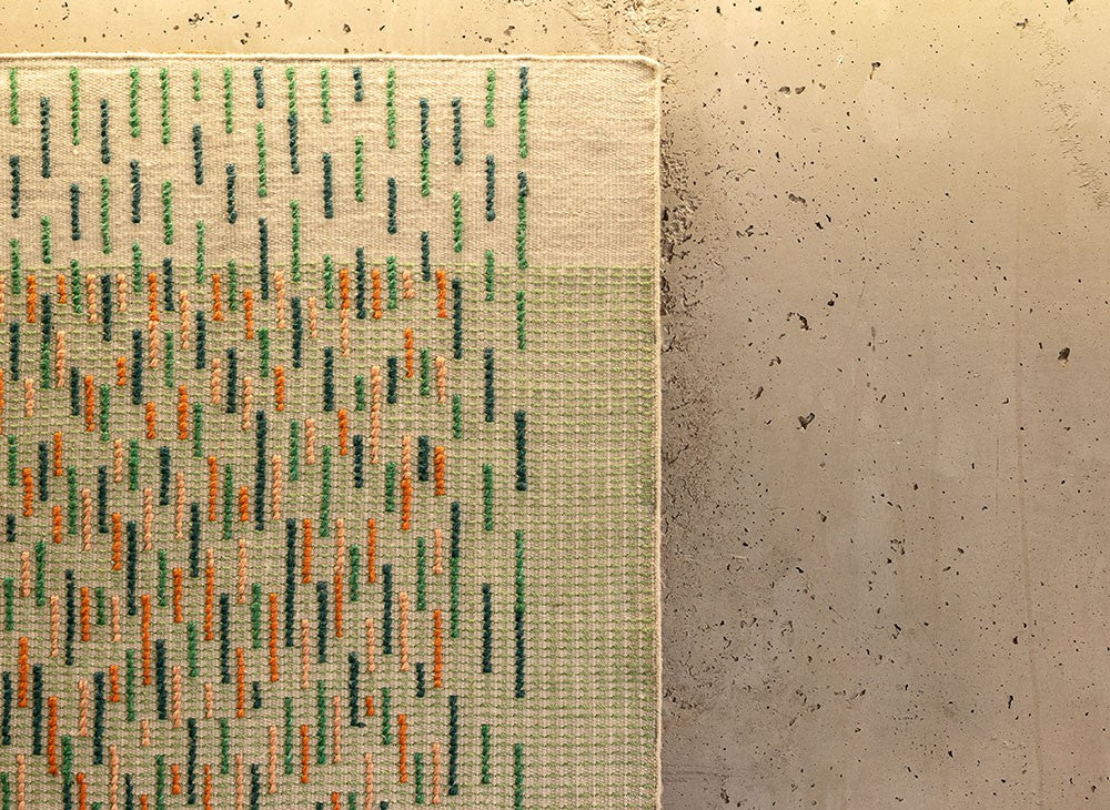 GAN Backstitch Busy Rug, Green