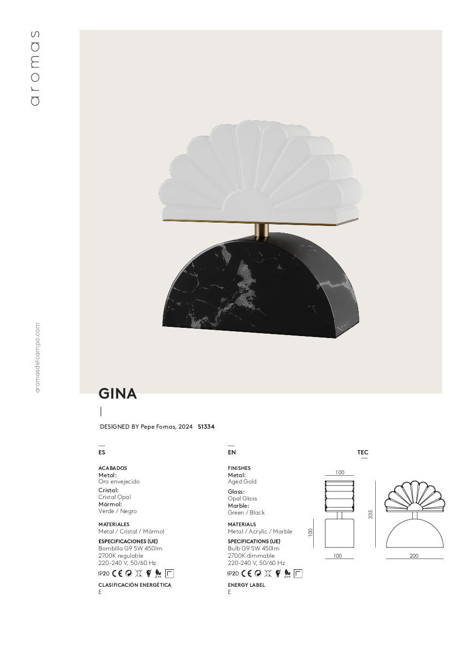 Gina Table Lamp, image: Aromas