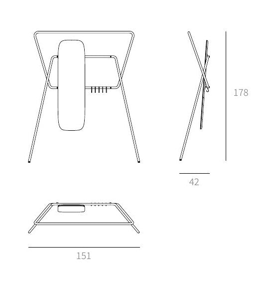 NUNC Kier clothes rack, technical drawing with dimensions