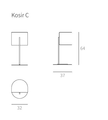 NUNC Kosir C side table, technical drawing with dimensions