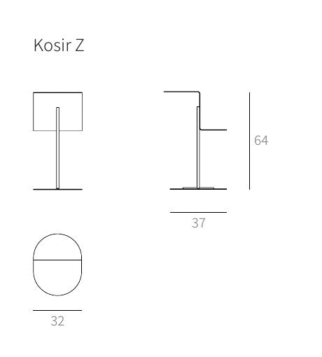 NUNC Kosir Z side table, technical drawing with dimensions
