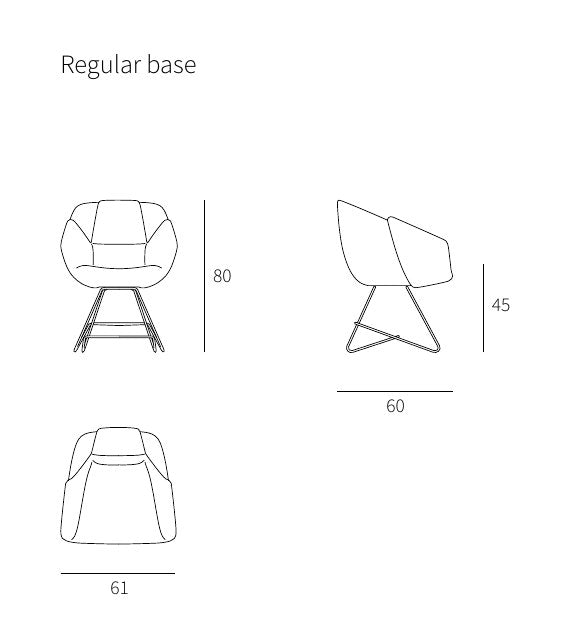 NUNC Ruvo chair, technical drawing with dimensions