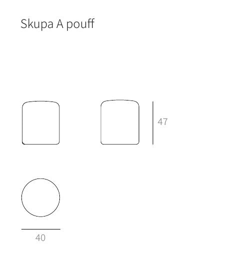 NUNC Skupa A pouf dimensions W 40 x D 40 x H 47 cm