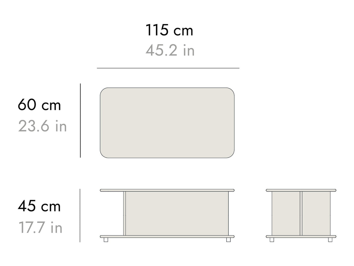 Punt Corte Coffee Table, technical drawing