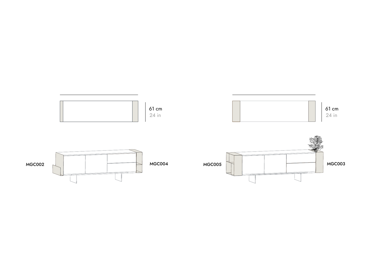 Punt Magneto Sideboard, technical drawing
