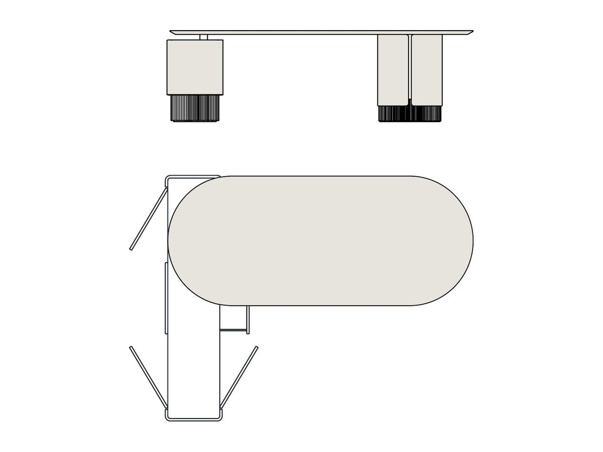 Punt Dune Executive Desk, technical drawing