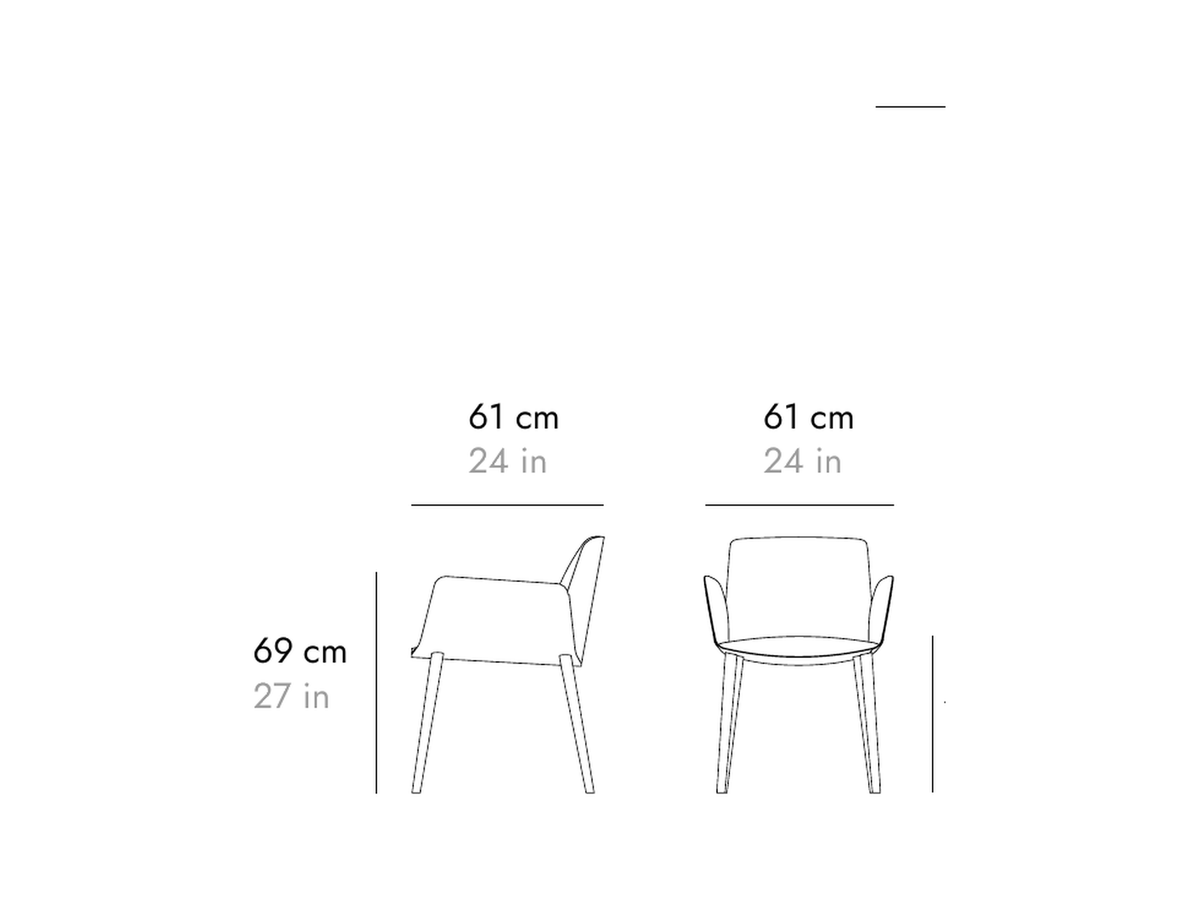 Punt Hug Upholstered Chair, technical drawing