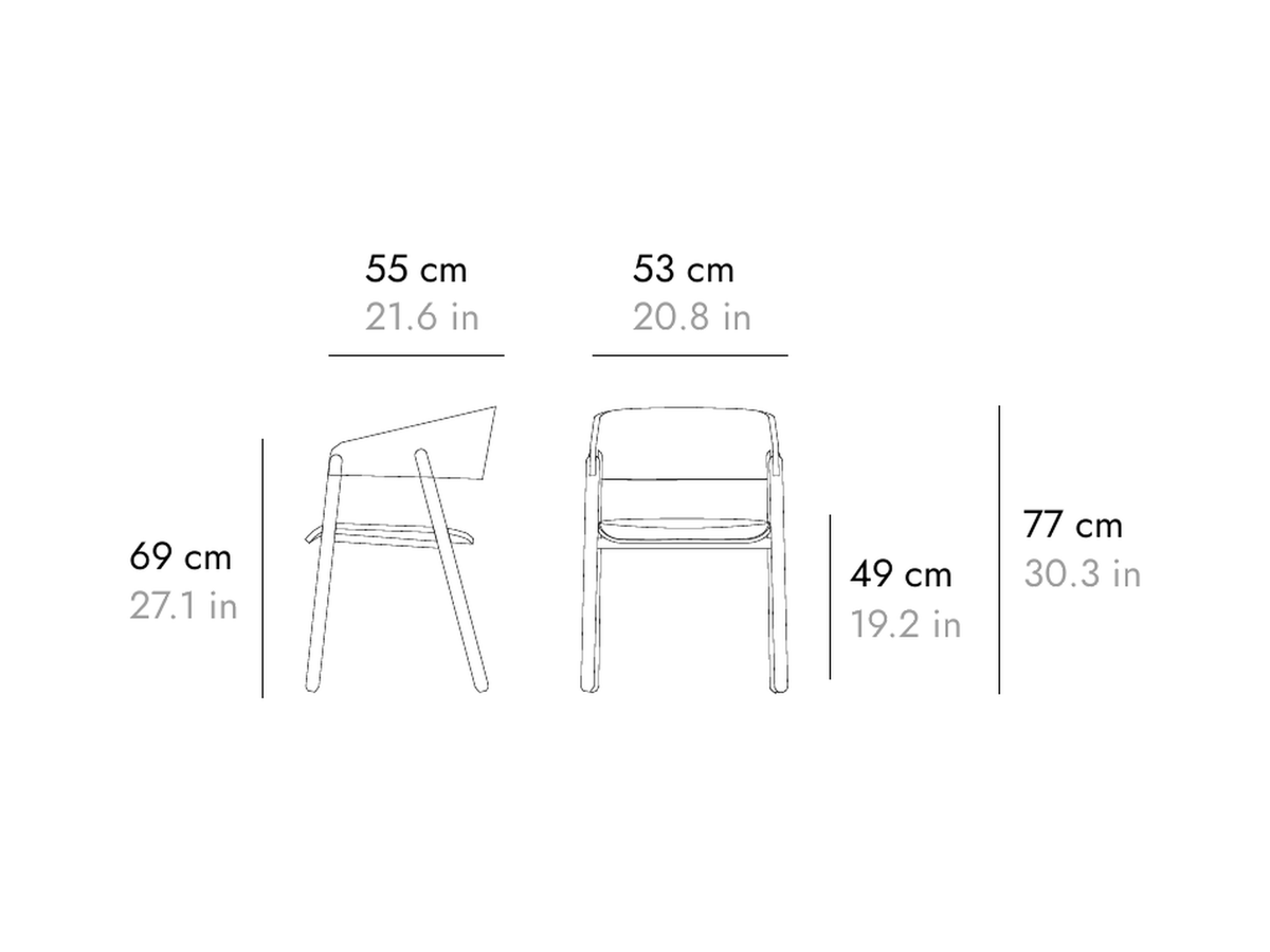 Punt Mava Chair, technical drawing