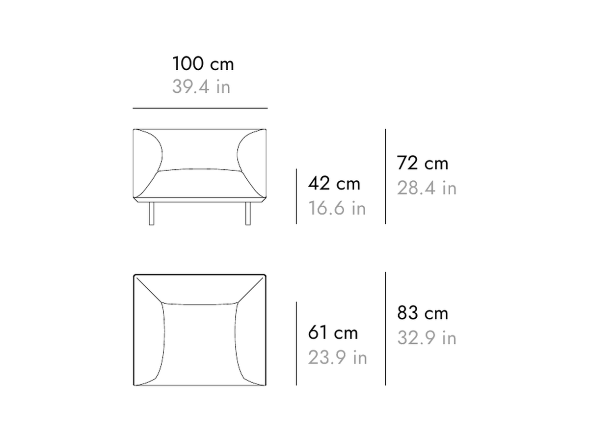 Punt Porte Armchair, technical drawing