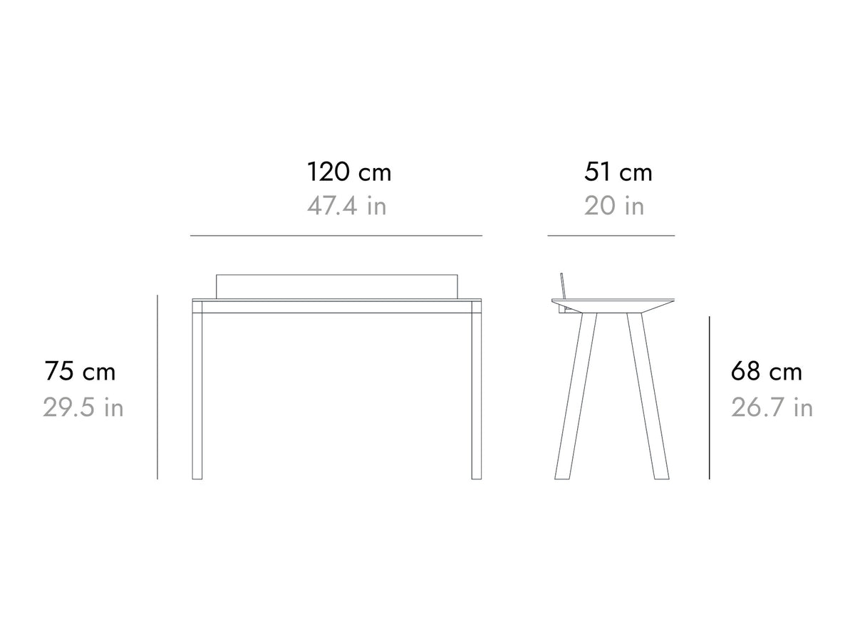 Punt Ernest Desk, technical drawing