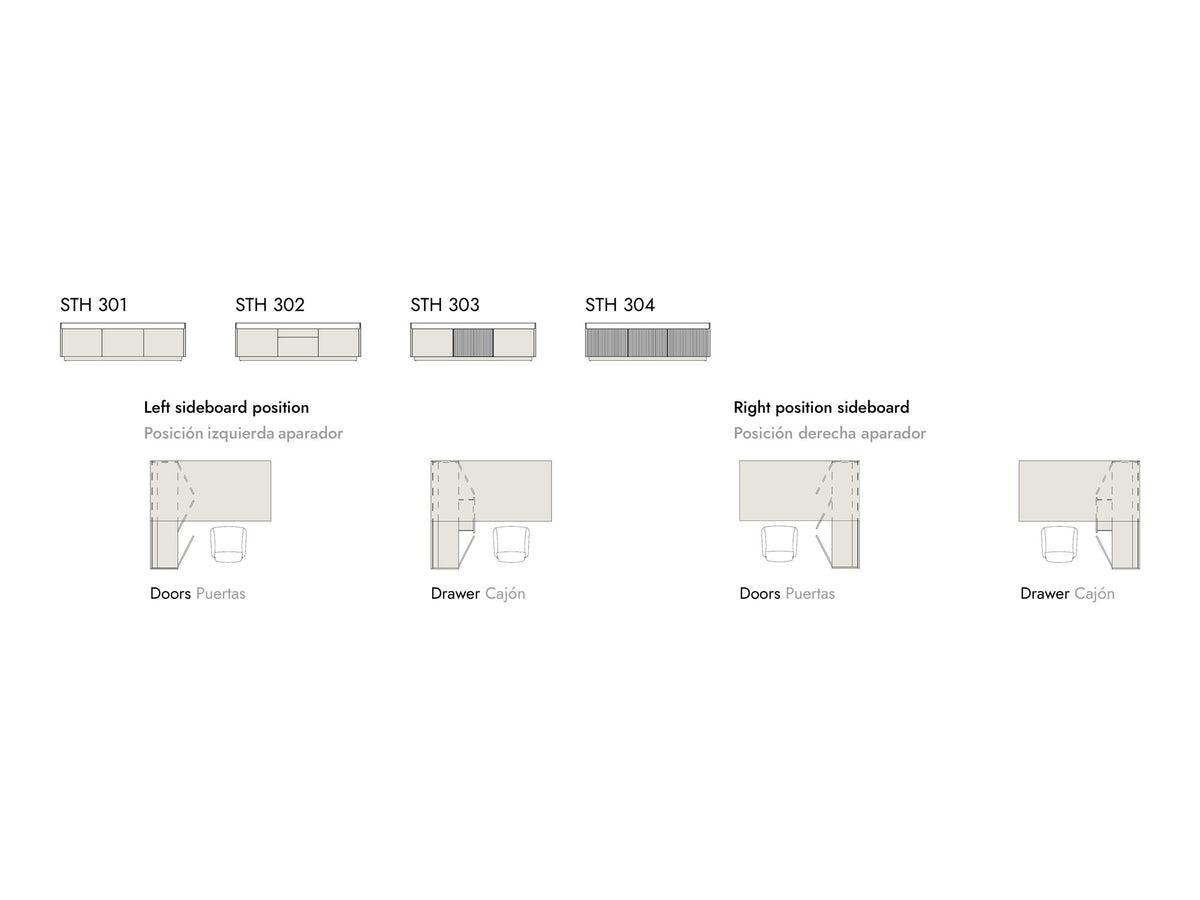 Punt Stockholm Executive Desk 3 Modules Walnut, technical drawing