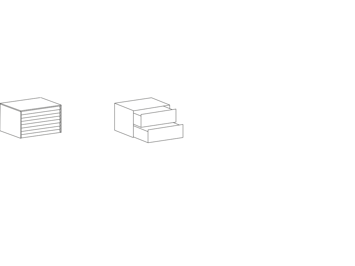 Punt Sussex Bedside Table, technical drawing