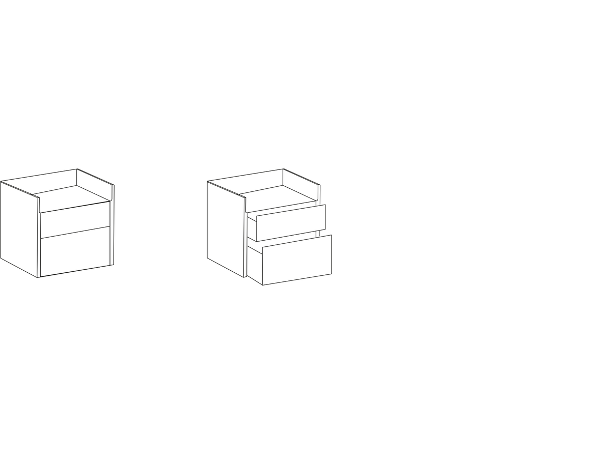 Punt Stockholm Bedside Table, technical drawing