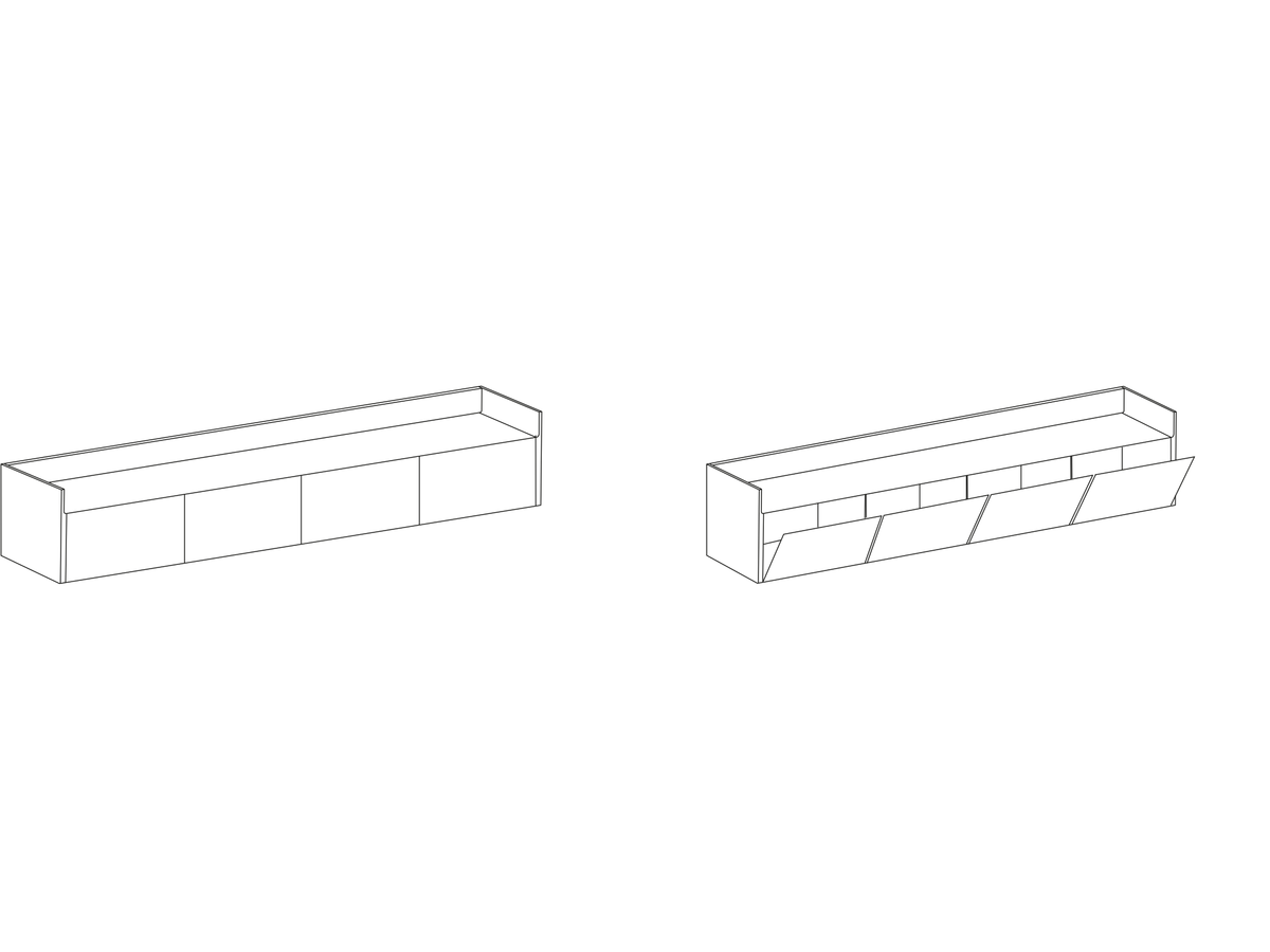 Punt Stockholm Slim Long Sideboard, technical drawing