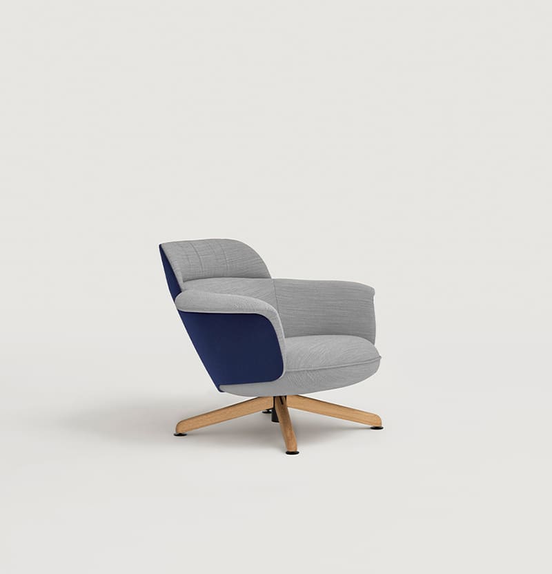 Ulis lounge chair, low shell, swivel oak base, image: Capdell