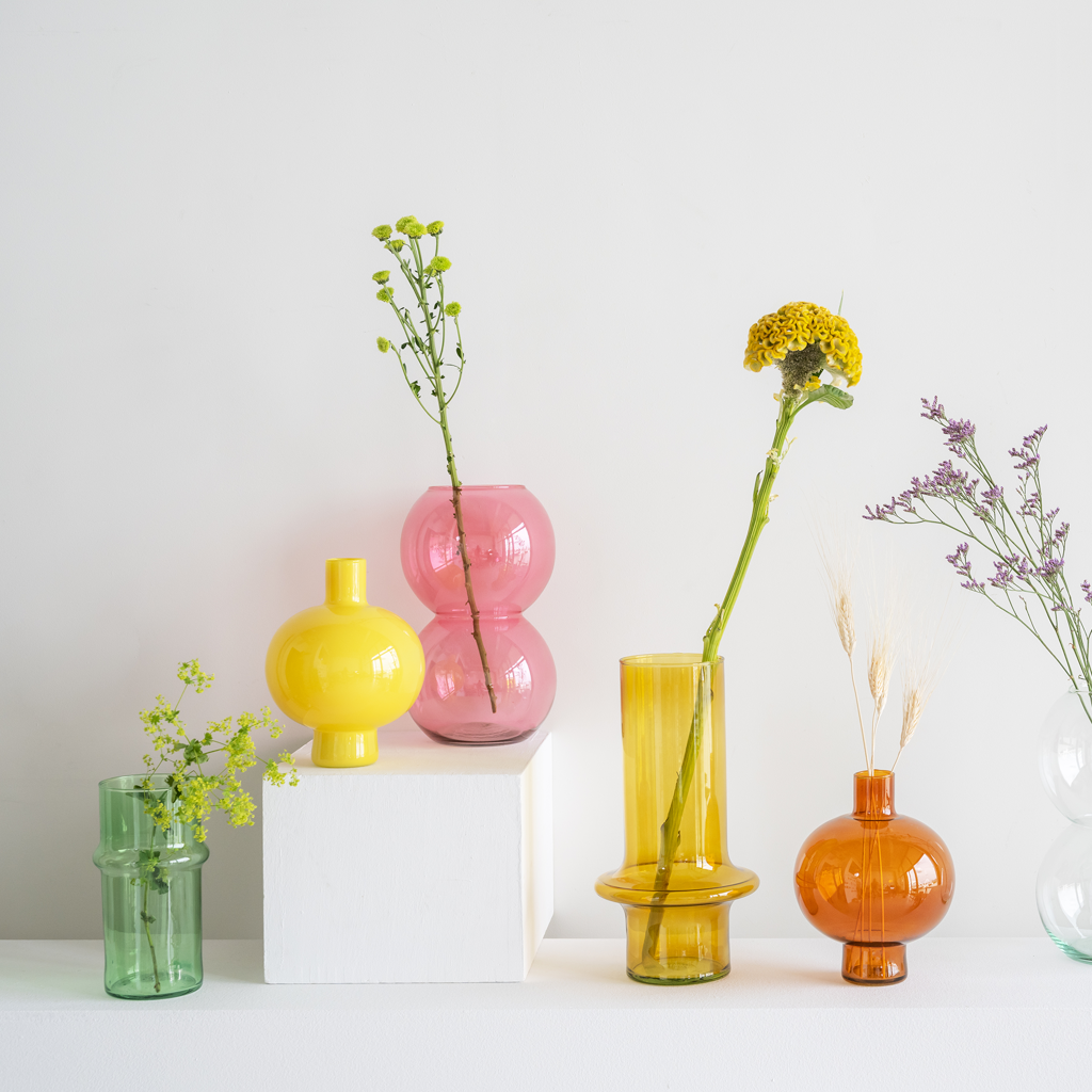 Vase recyled glass Bulb, Brandied Apricot