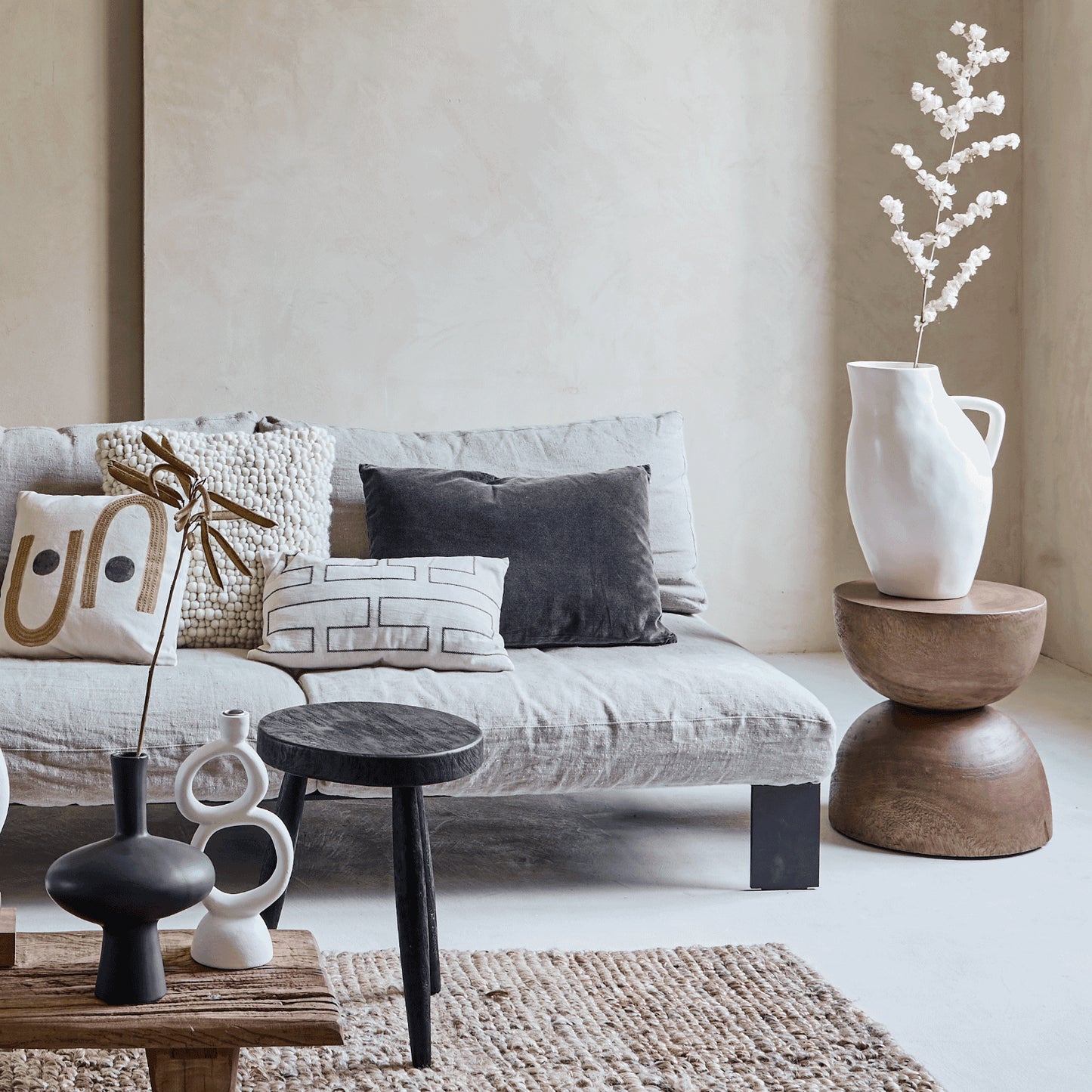 Candle holder ecomix Rough Sophistication Double, White