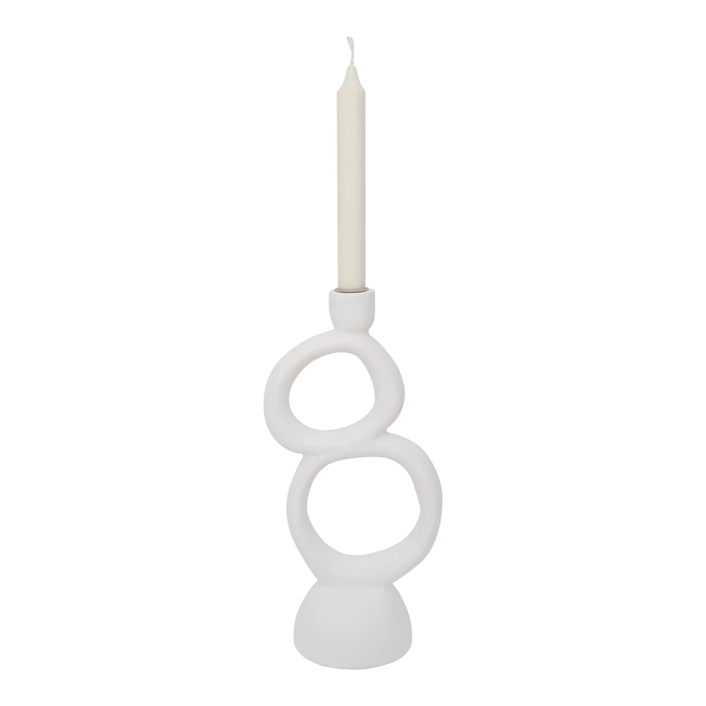 Candle holder ecomix Rough Sophistication Double, White