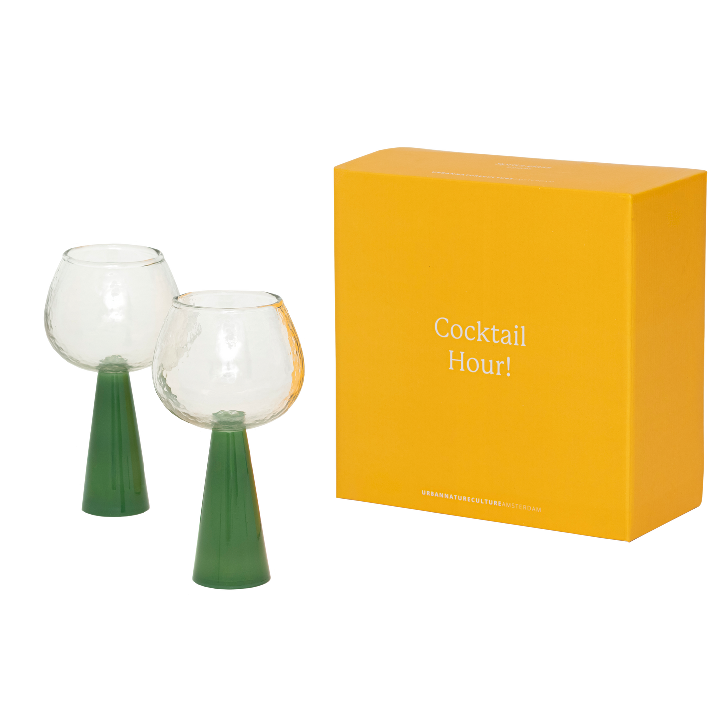 Spritz Cocktail Glass Set Of 2, Jade Green, In Gift Box