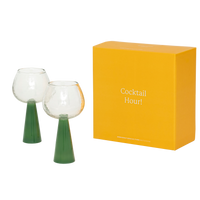 Spritz Cocktail Glass Set Of 2, Jade Green, In Gift Box
