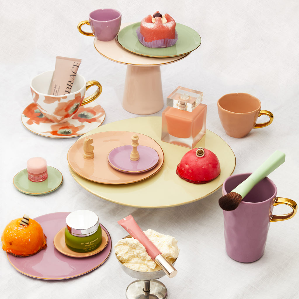Good Morning cake stand small old pink