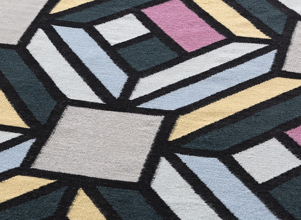 GAN Parquet Rug, Tetragon Blue