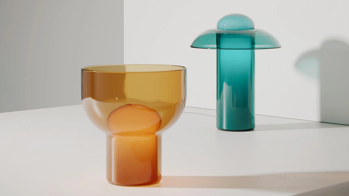 HARU & SO Table Lamps - teal and amber | Photo: Rakumba