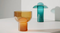 HARU & SO Table Lamps - teal and amber | Photo: Rakumba