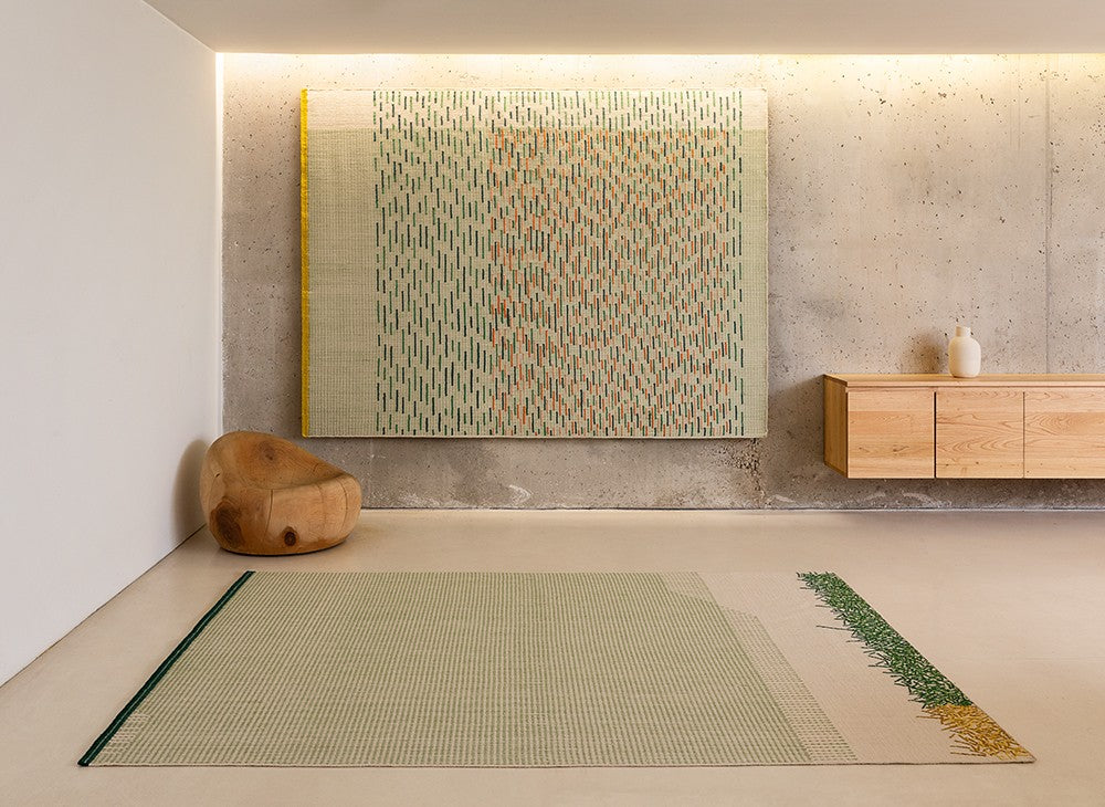 GAN Backstitch Calm Rug, Green