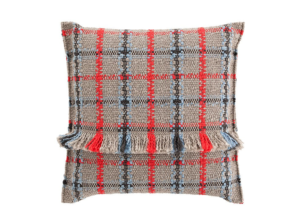 GAN Garden Layers Cushion, Tartan Blue
