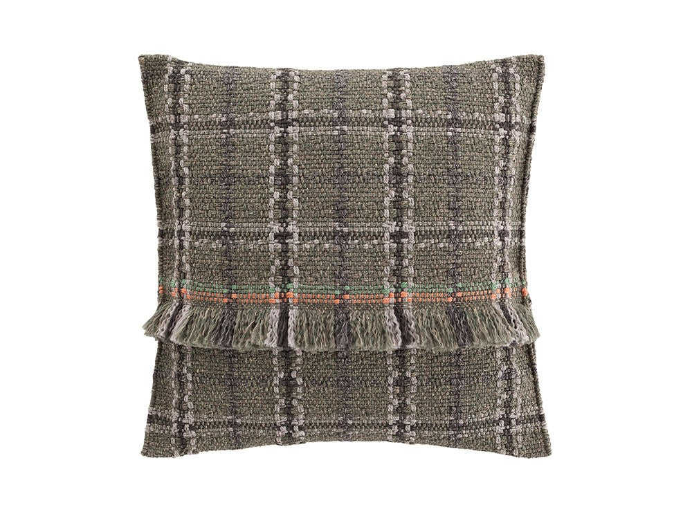 GAN Garden Layers Cushion, Tartan Green