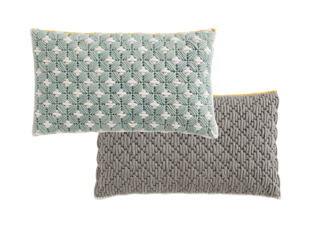 GAN Silaï Cushion, Celadon-Light grey
