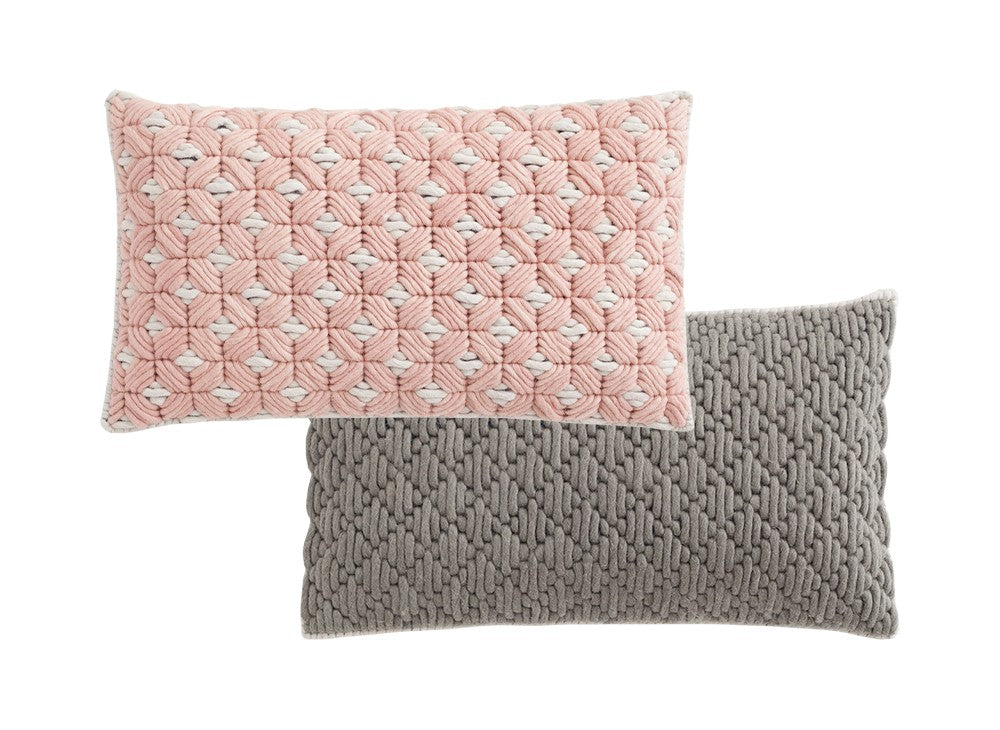 GAN Silaï Cushion, Rose-Light grey