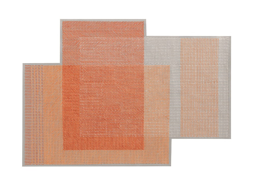GAN Canevas Geo Rug, Coral-Grey