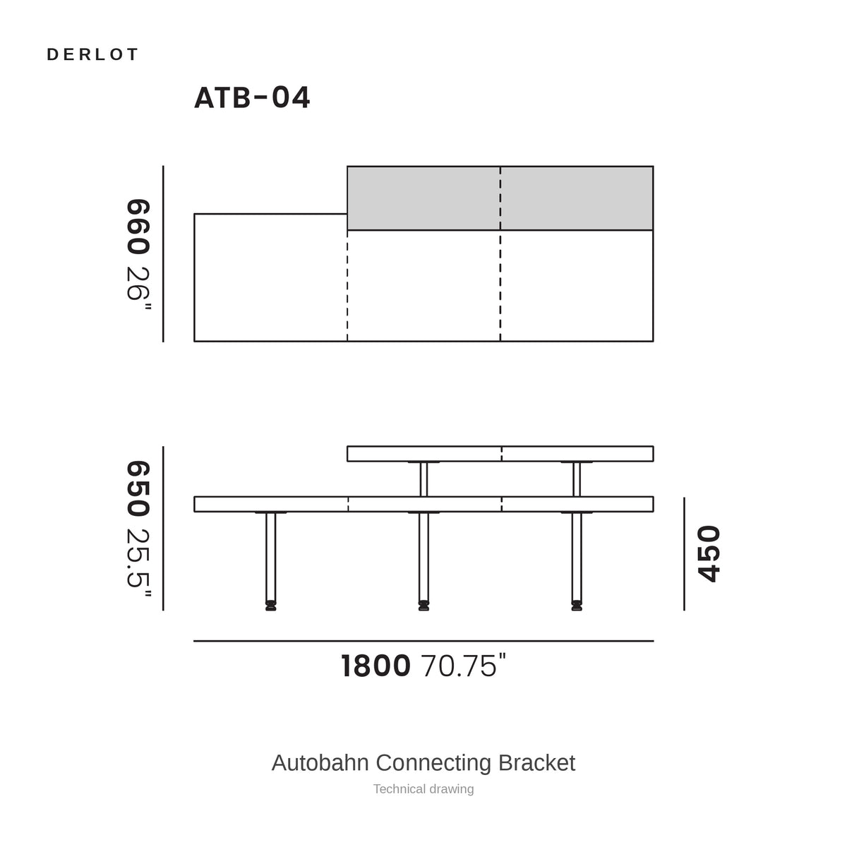 Derlot Autobahn Connecting Bracket, technical drawing