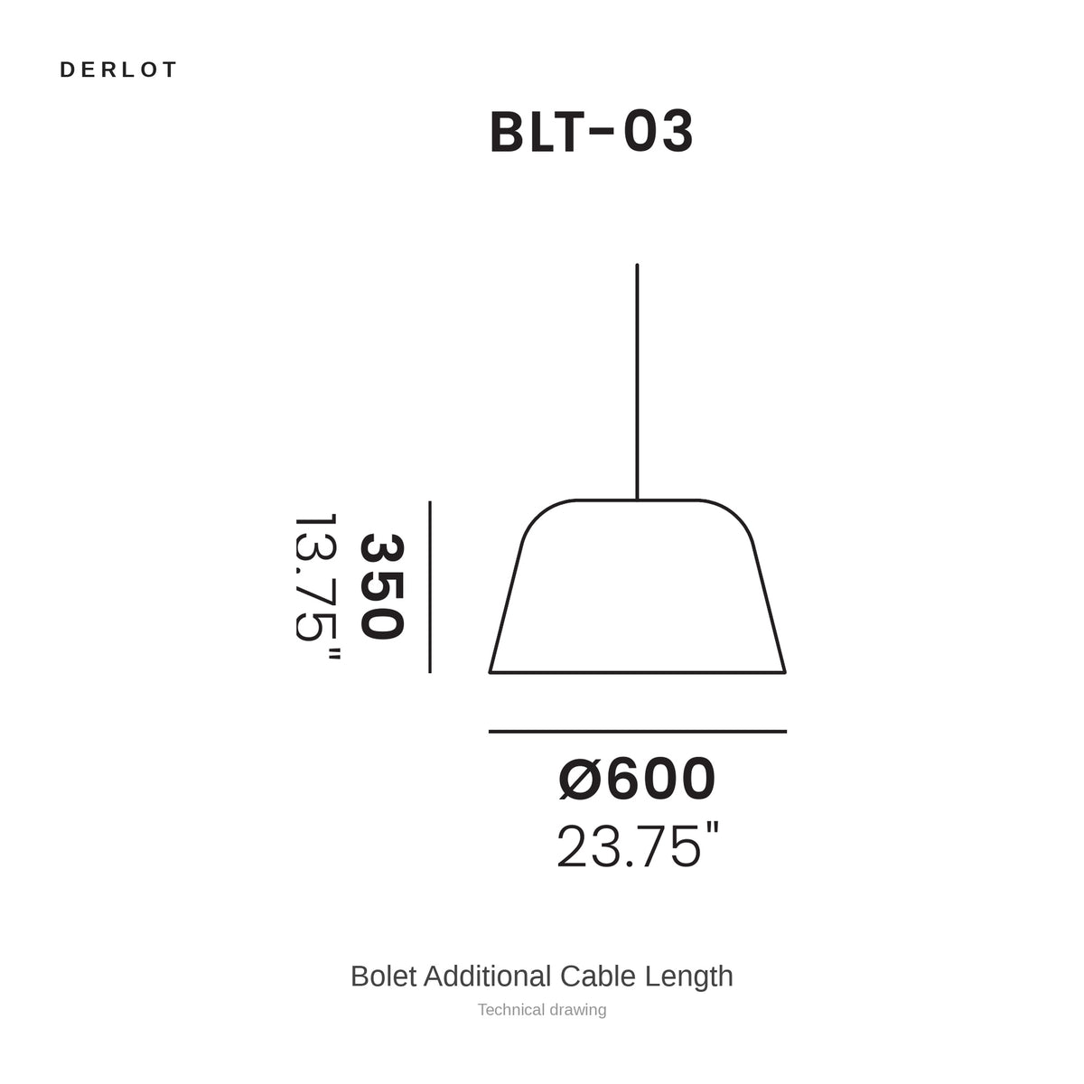 Derlot Bolet Additional Cable Length, technical drawing