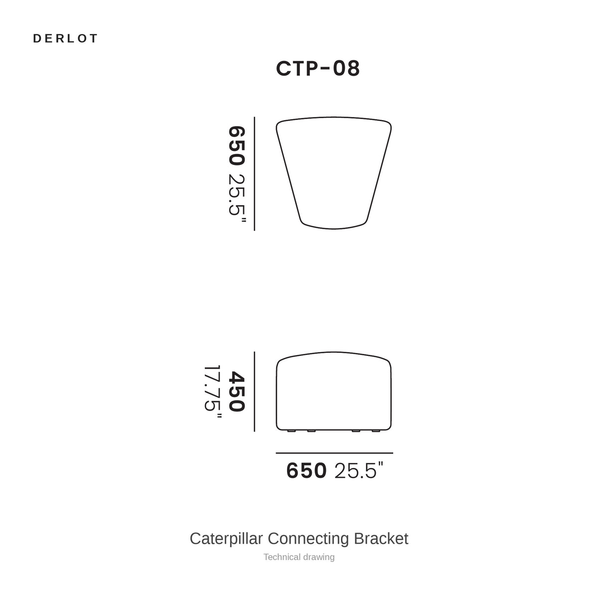 Derlot Caterpillar Connecting Bracket, technical drawing