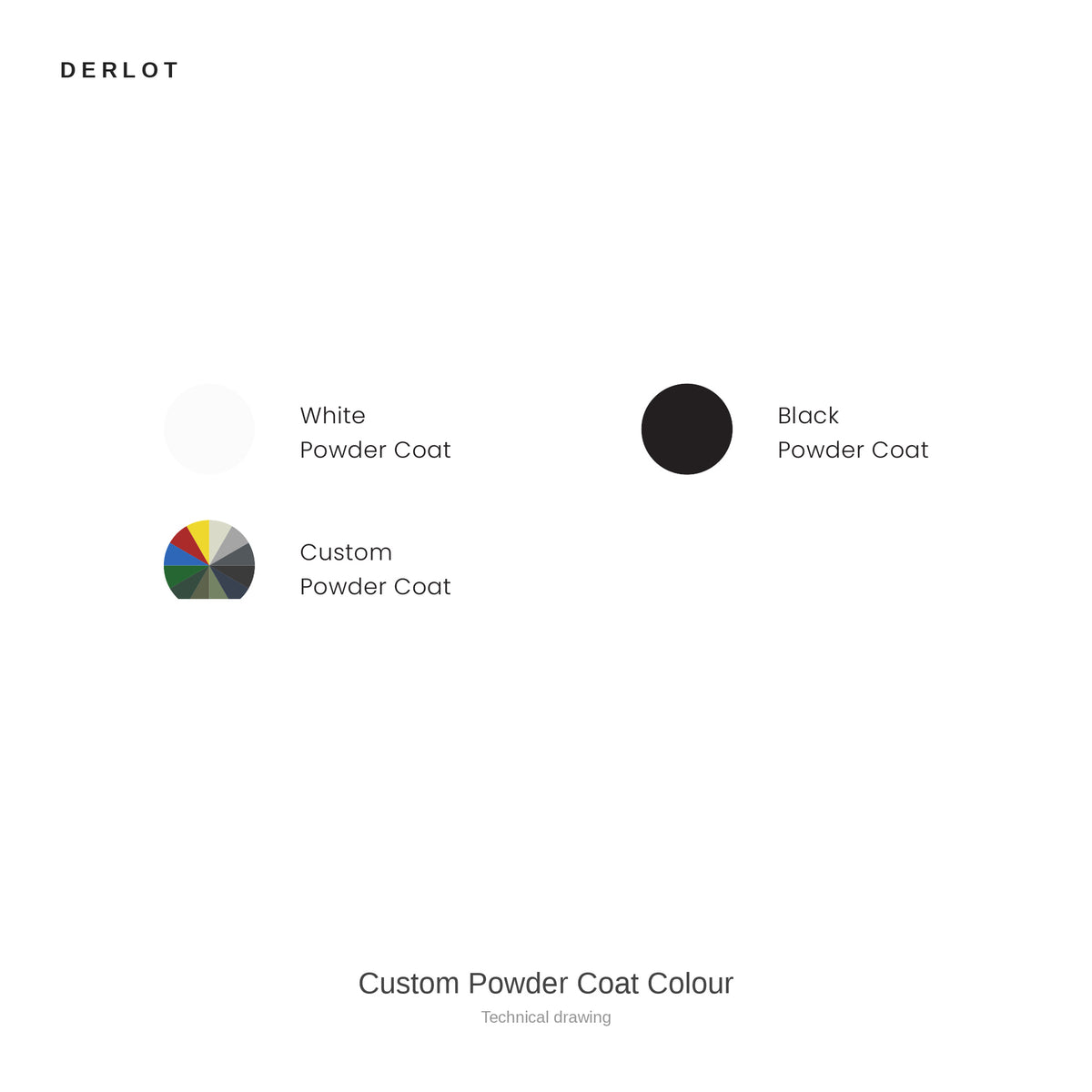 Derlot Custom Powder Coat Colour, technical drawing