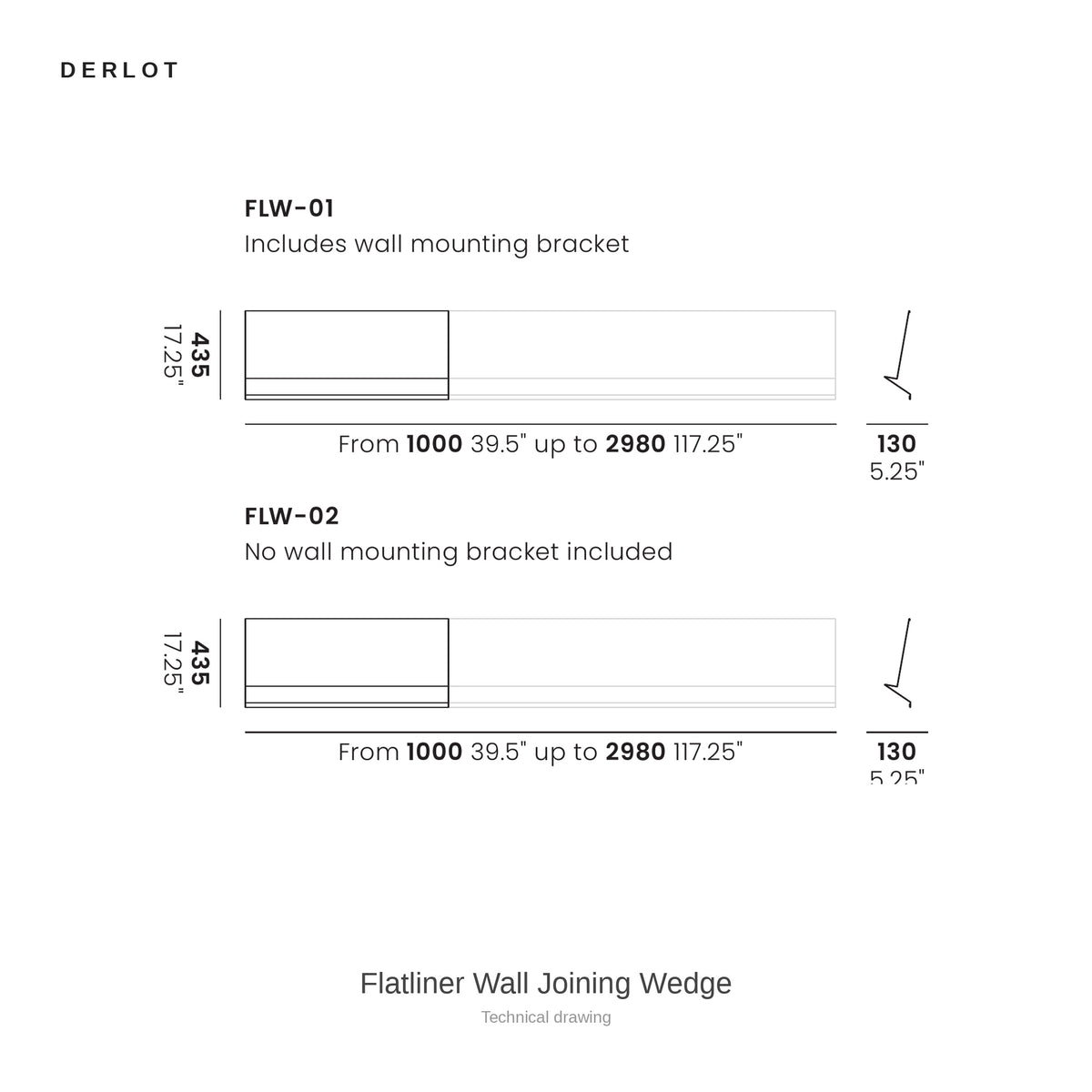 Derlot Flatliner Wall Joining Wedge, technical drawing