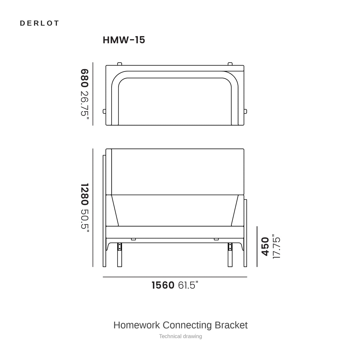 Derlot Homework Connecting Bracket, technical drawing