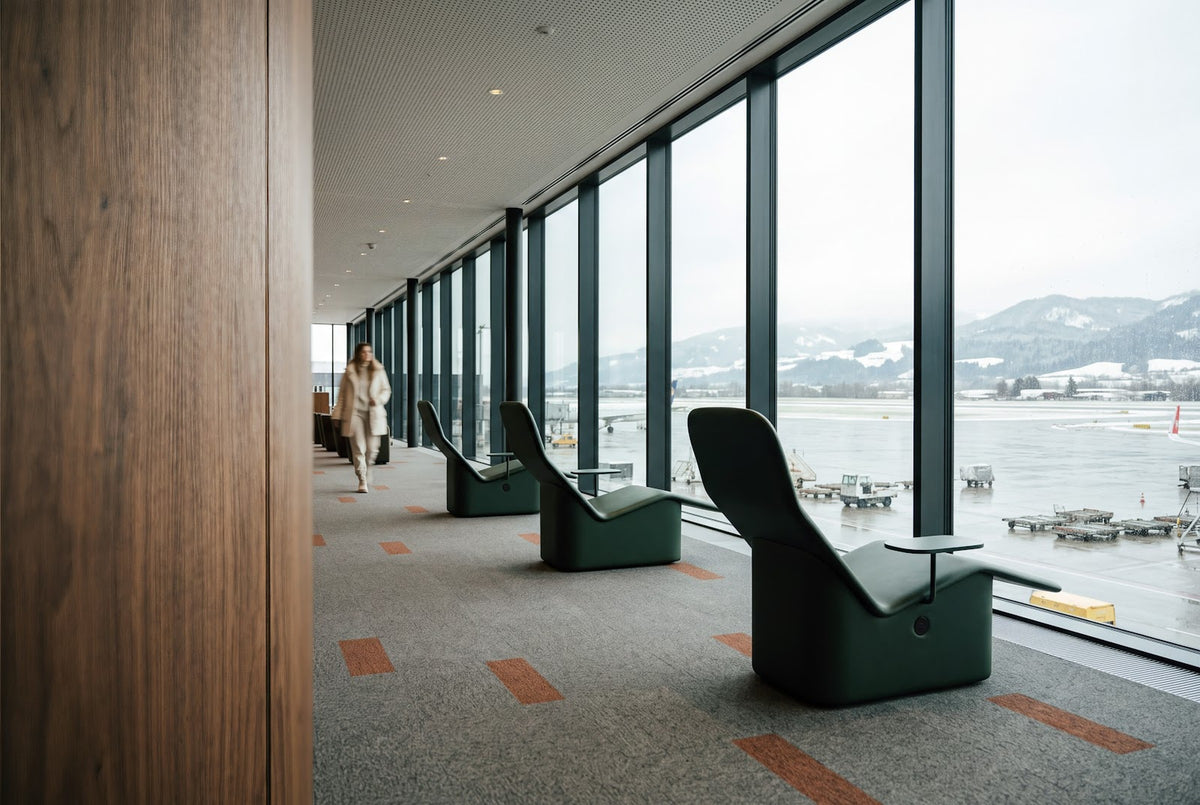 Derlot Laminar Chaise Loungers, upholstered base with floating table