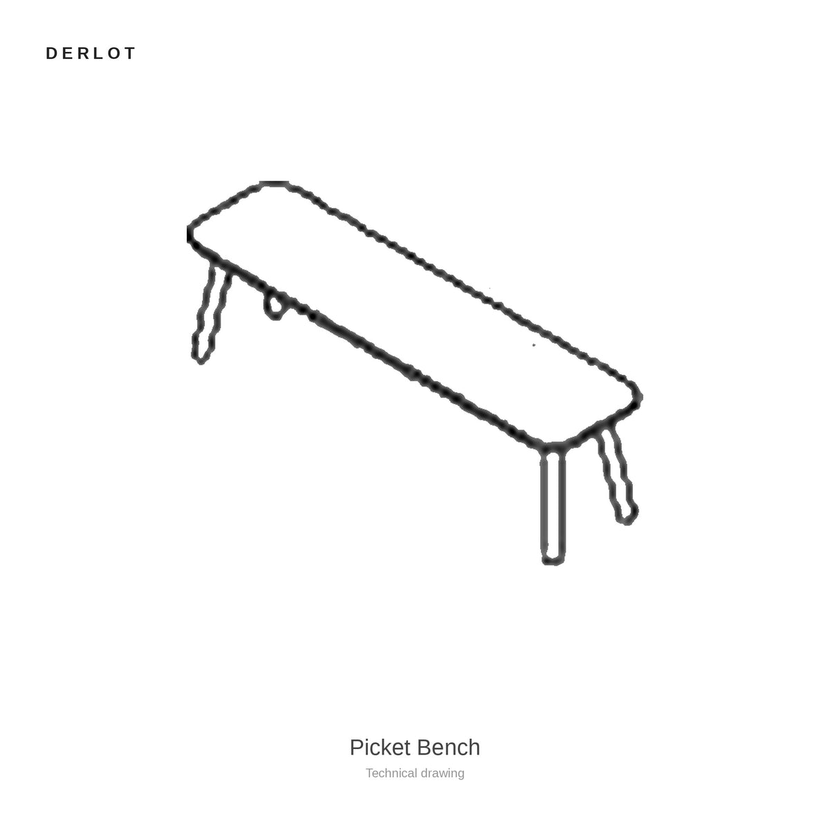Derlot Picket Bench, technical drawing