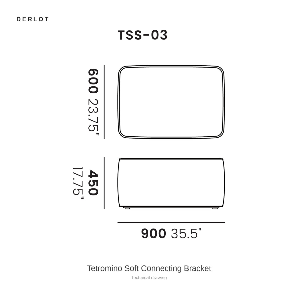 Derlot Tetromino Soft Connecting Bracket, technical drawing