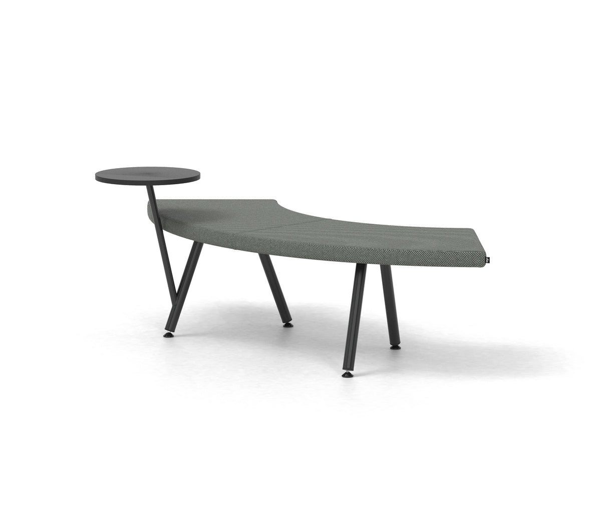 Derlot Autobahn 90 degree curved bench with backrest and floating table