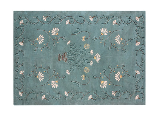 GAN Dreams White Daisy Rug, Green