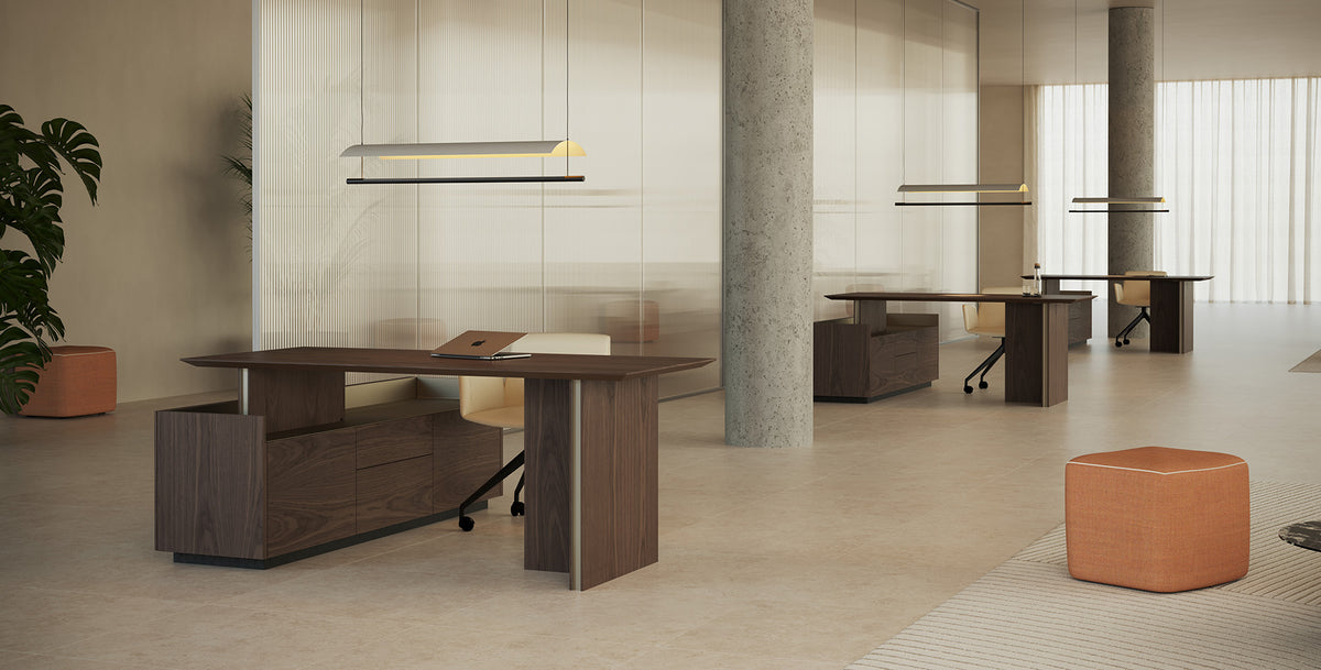 Punt Stockholm Executive Desk 3 Modules Walnut