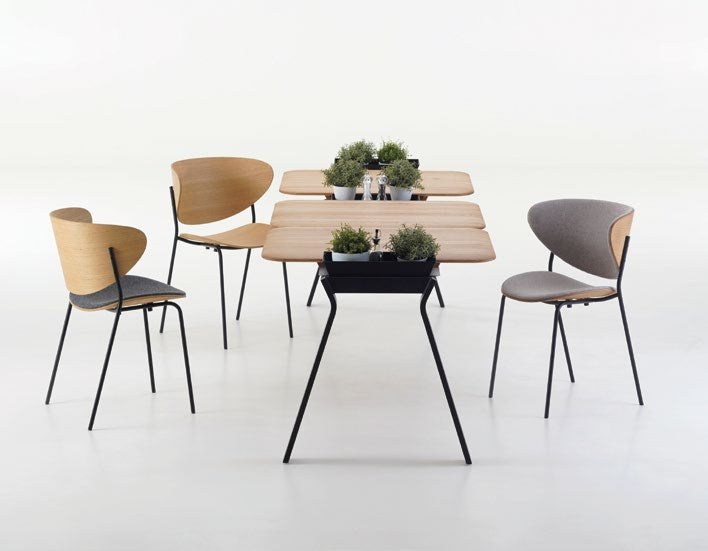 NUNC Ala dining table, plates with integrated steel containers and plants