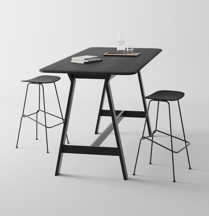 NUNC Ala bar table, single-plate top with bar stools